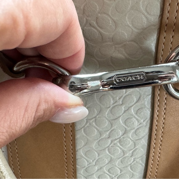 Coach Elegant Cream and Tan Designer Tote Bag super clean inside. - Picture 3 of 7
